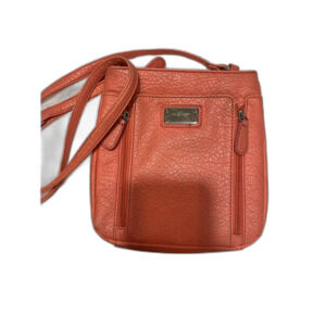 Nine West Coral Zipper Front Card Holder Top Zipper Closure Crossbody Bag Used
